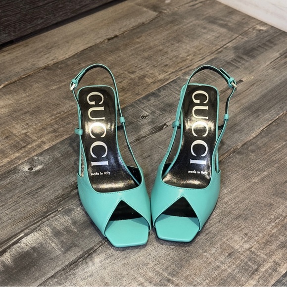 Gucci Shoes - Gucci Women's Turquoise Slingback Heels Size 34 1/2